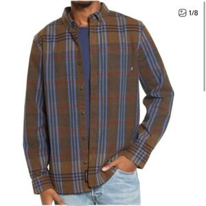 NWOT Vans Kramer flannel Brown and Blue button down Shirt size M classic fit